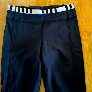 Lululemon lovingly adored straight navy pants with white & blue stripe waistline
